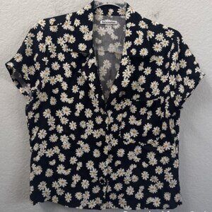 EUC Reformation Daisy Button Up Collared Top Black (Sz Large)